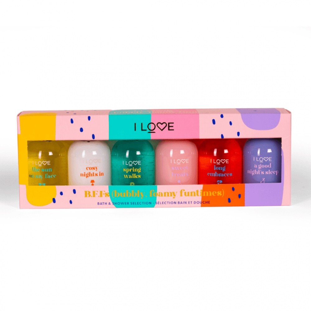 Bubbly Foamy Funtimes Set I Love: Long Embraces, Hydrating, Shower Gel, For All Skin Types, 100 ml + Sweet Treats, Hydrating, Shower Gel, For All Skin Types, 100 ml + Springs Walks, Hydrating, Shower Gel, For All Skin Types, 100 ml + The Sun On My Face...