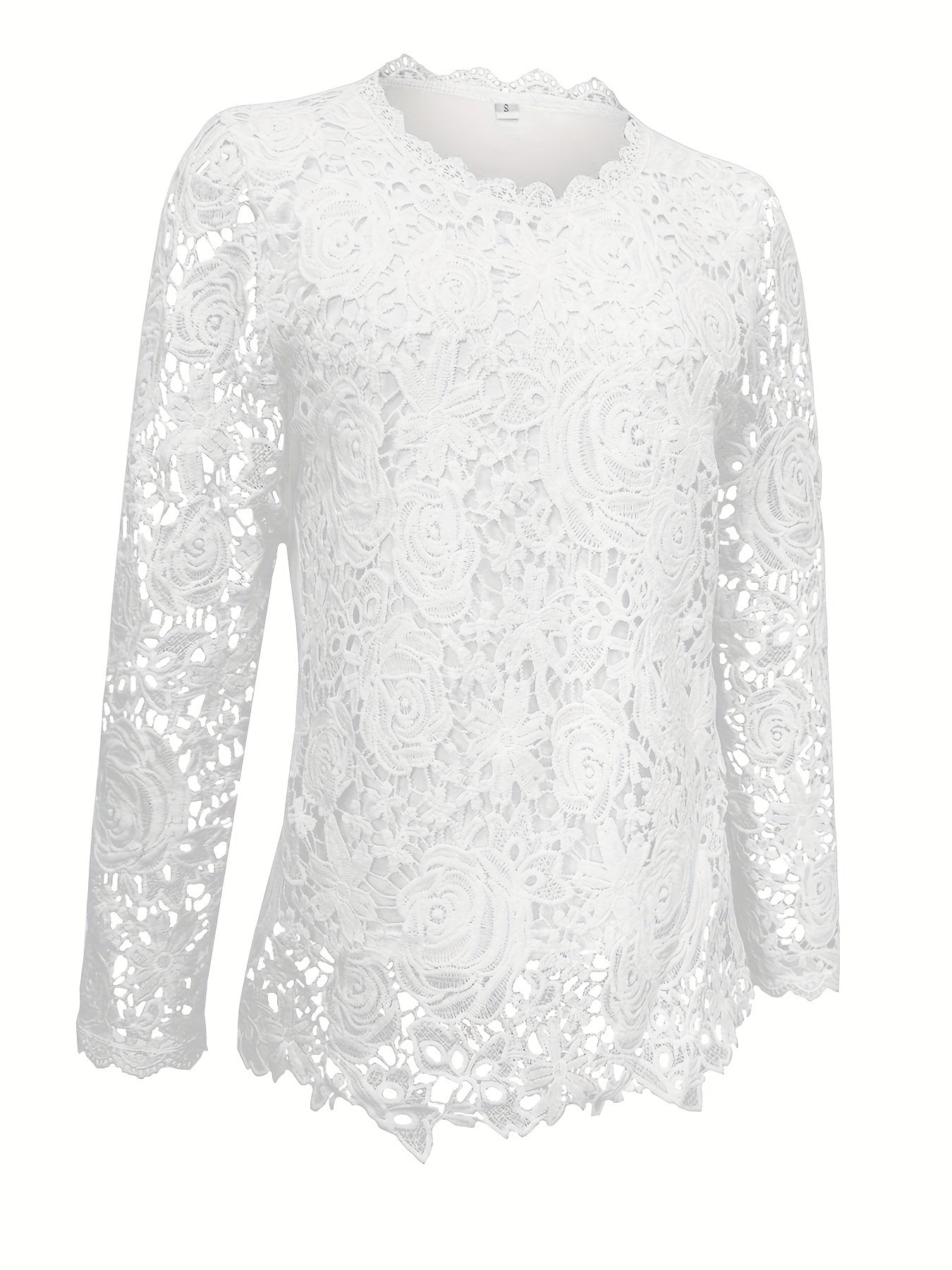 Lace Crewneck Long-sleeve Vintage Top