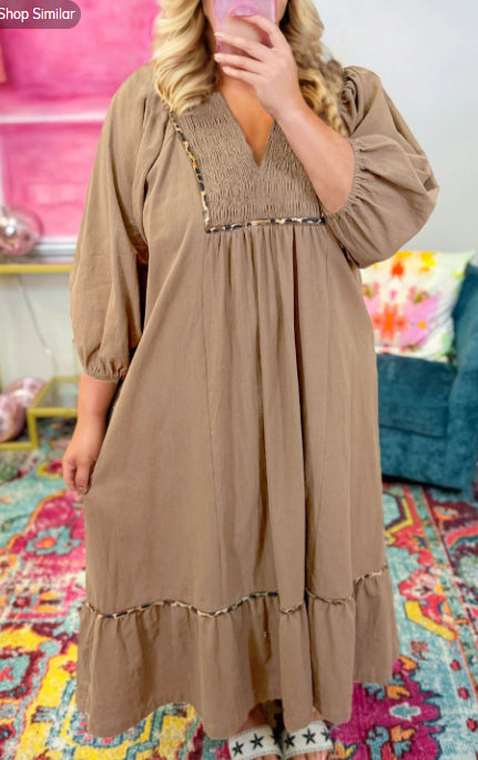 Pullover V-neck Long Sleeve Dress