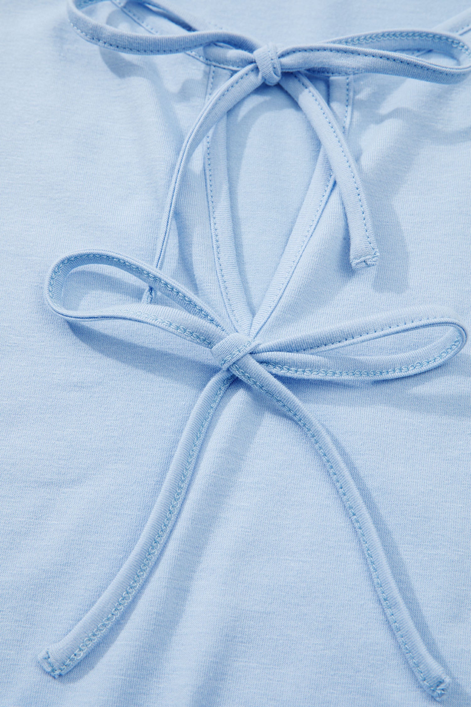 Beau Blue Plus Size Solid Color Bow Tie Peplum Tank Top