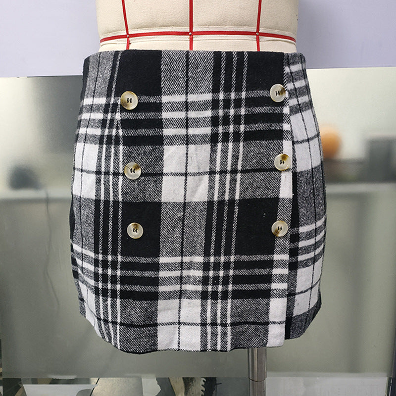 Womens Plaid Bodycon Mini Sheath Skirt