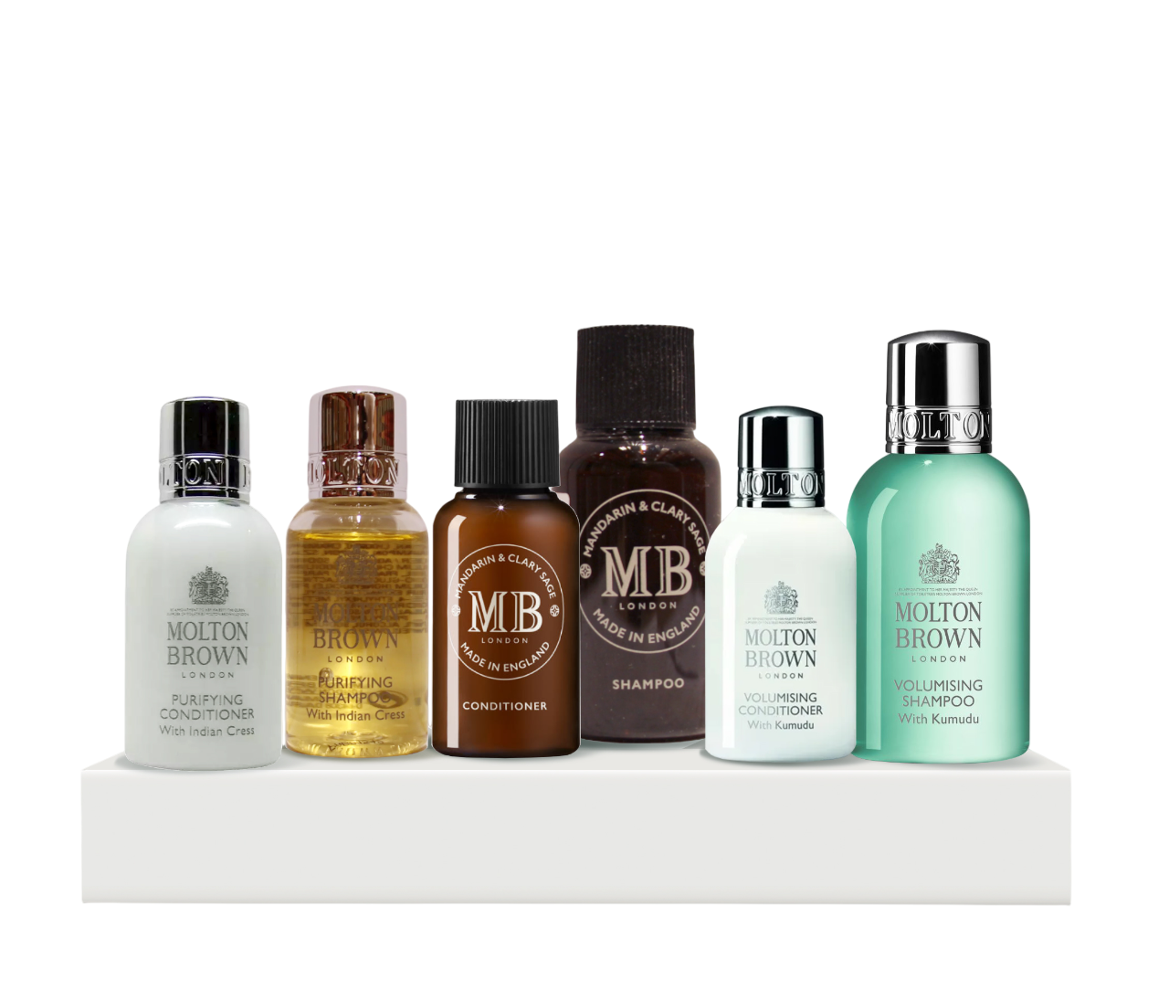 Hair Therapy Discovery Set Molton Brown: Indian Cress, Hair Shampoo, For Purifying, 30 ml + Indian Cress, Hair Conditioner, For Purifying, 30 ml + Mandarin & Clary Sage, Hair Conditioner, For Repairing, 30 ml + Molton Brown, Kumudu, Hair Shampoo, For V...