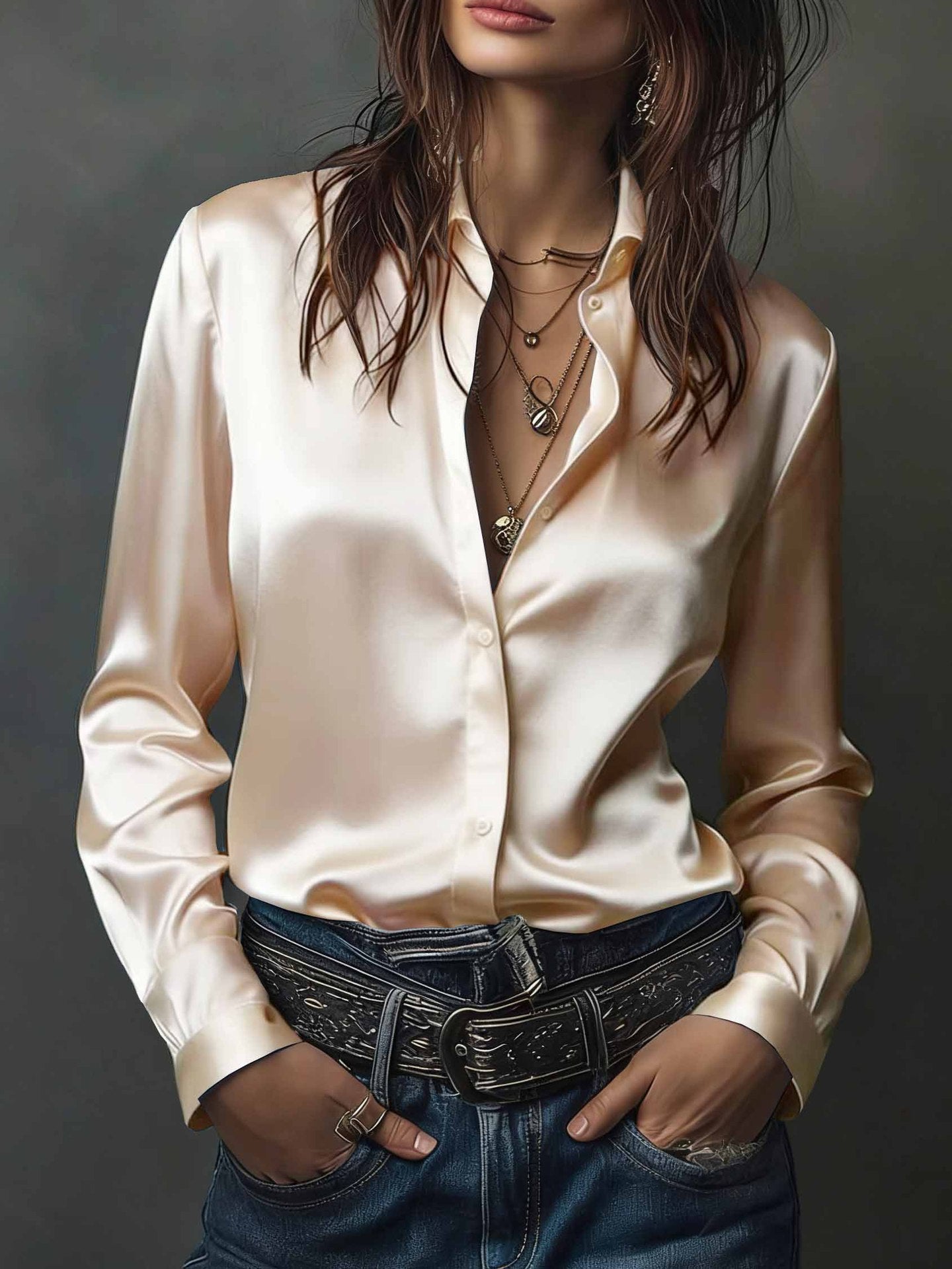 Women's Western-style Resort Casual Satin Best-selling Shirt