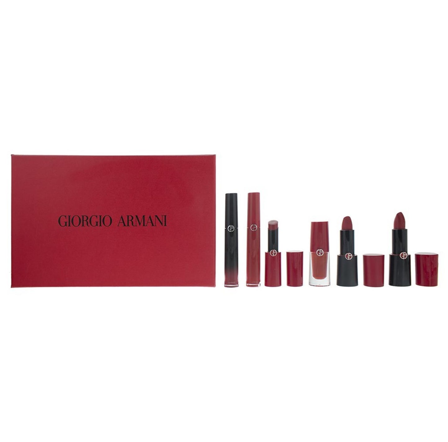 Set Giorgio Armani: Rouge d'Armani, Matte, Cream Lipstick, 400, Four Hundred, 4 g + Lip Maestro, Lip Stain, Liquid Lipstick, 400, 6.5 ml + Lip Magnet, Liquid Lipstick, 400, 3.9 ml + Ecstasy Lacquer , Shining, Lip Gloss, 400, 3 ml + Rouge d'Armani, Crea...