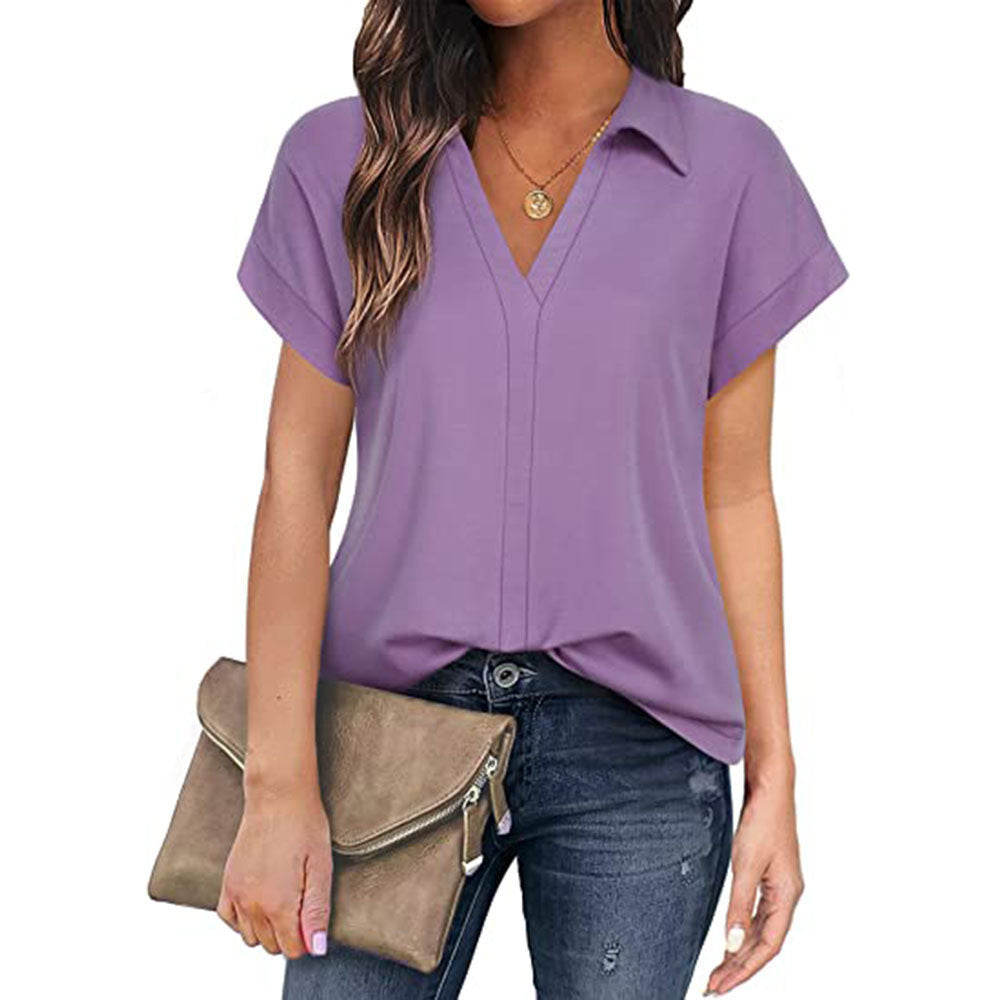 Solid Color Business Casual Women's Short-sleeved Shirt
