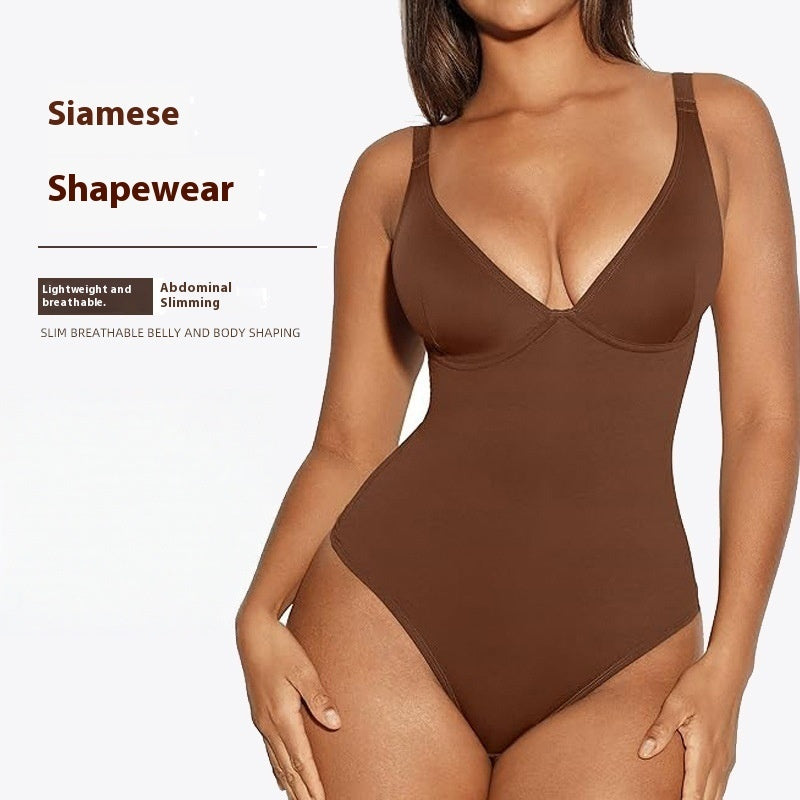 New Women's Solid Color Casual Versatile Plastic Jumpsuit Corset