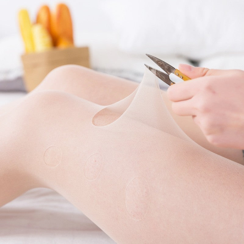Medias de seda de corte arbitrario, pantimedias resistentes a enganches para mujer, invisibles ultrafinas de verano