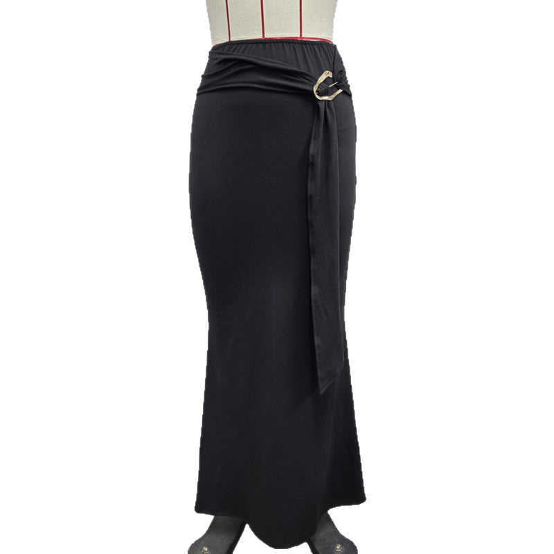 Metallic Accented Slim Fit Skirt