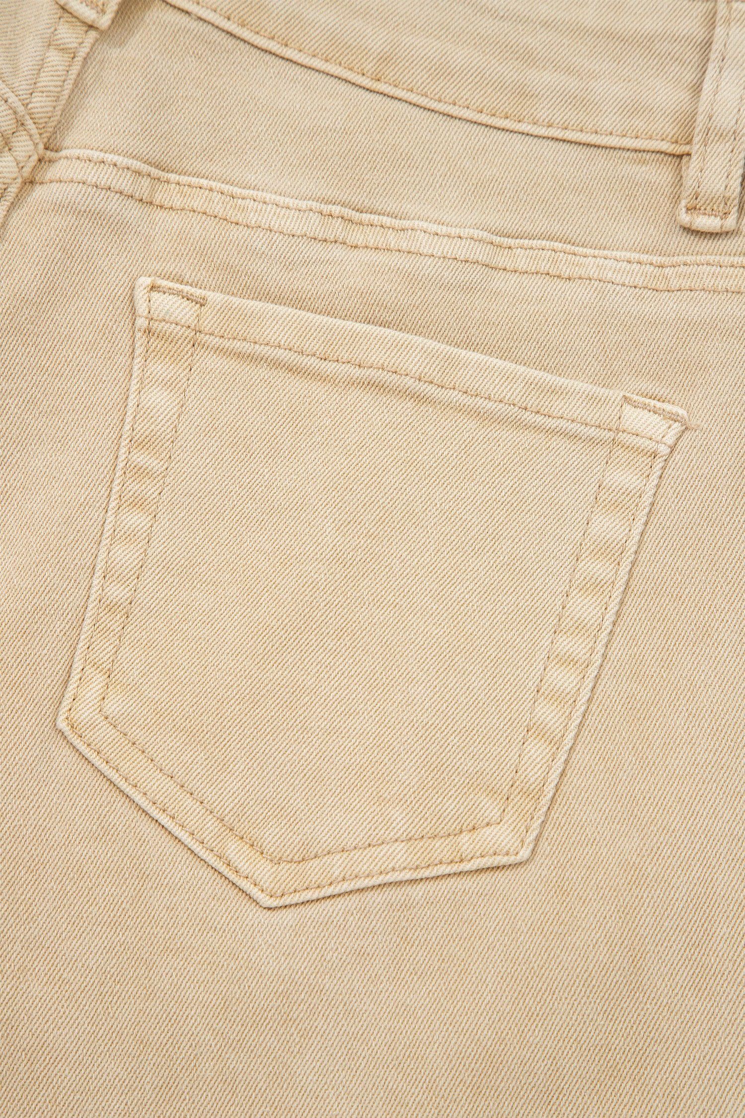 Apricot Solid Color Seamed Center Wide Leg Cropped Jeans