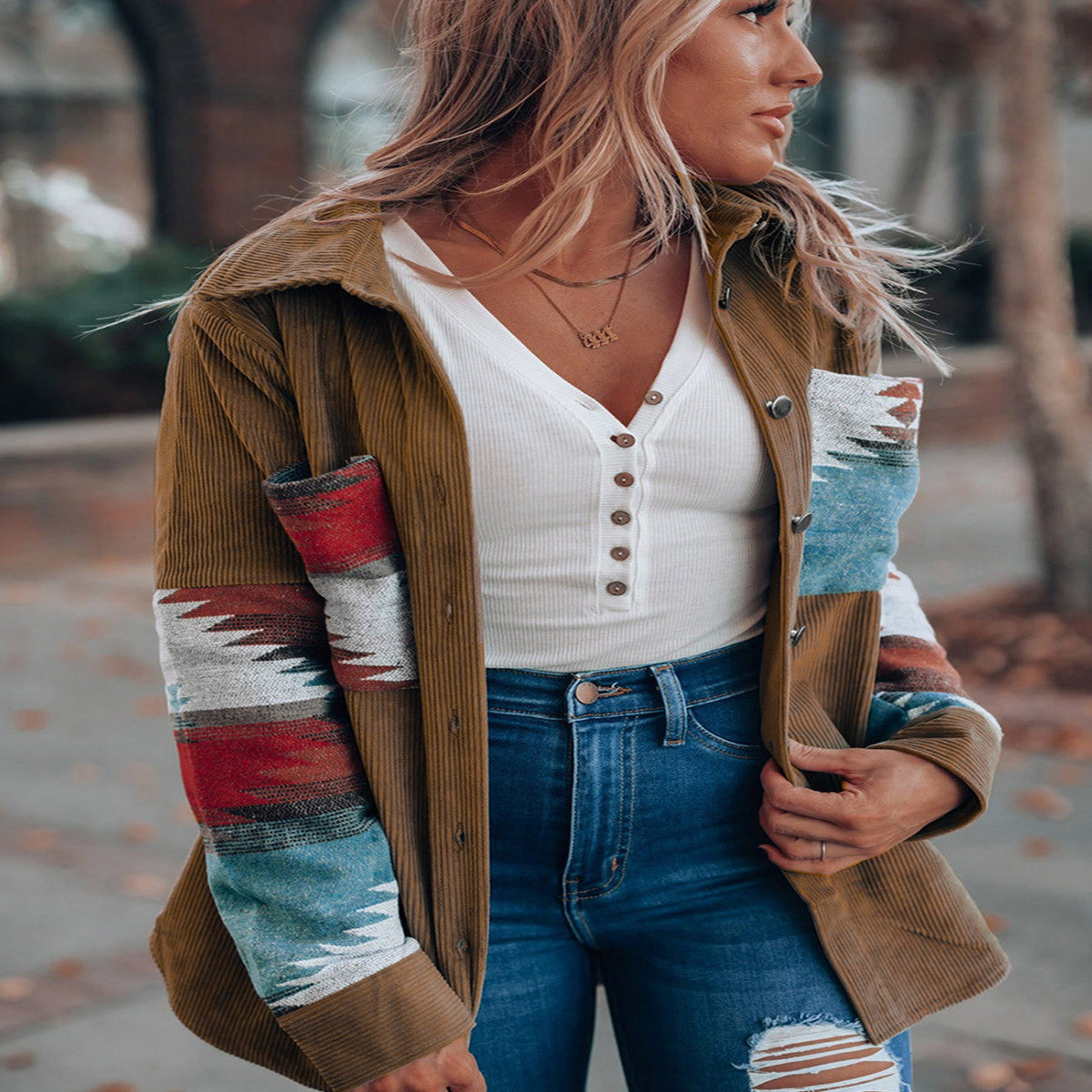 European And American Retro Ethnic Style Corduroy Coat For Women