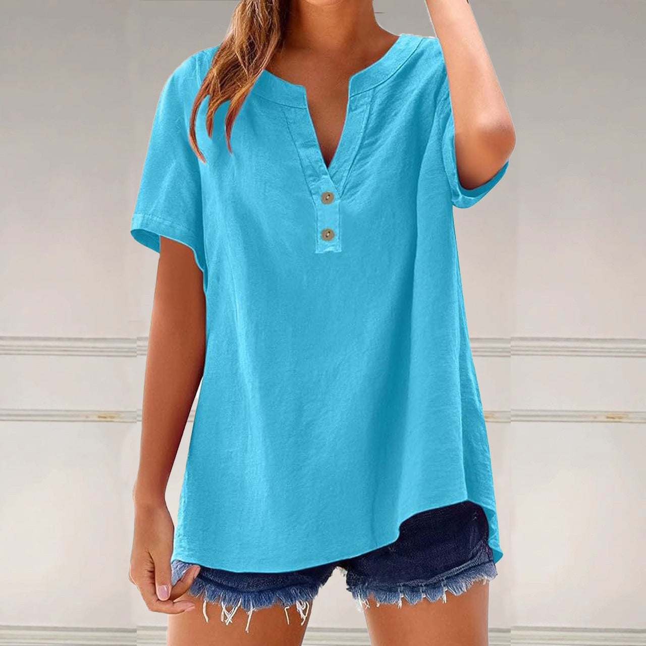 Women's Fashionable Cotton And Linen All-Match Top