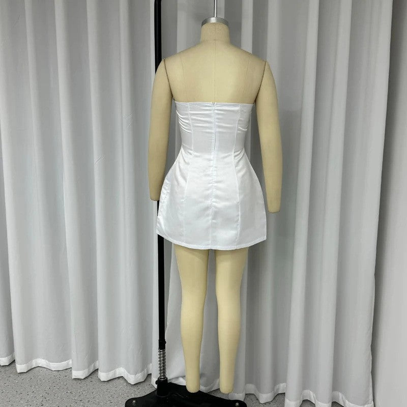 Multi-breasted Design Sweet And Spicy Short Style Strapless Dress