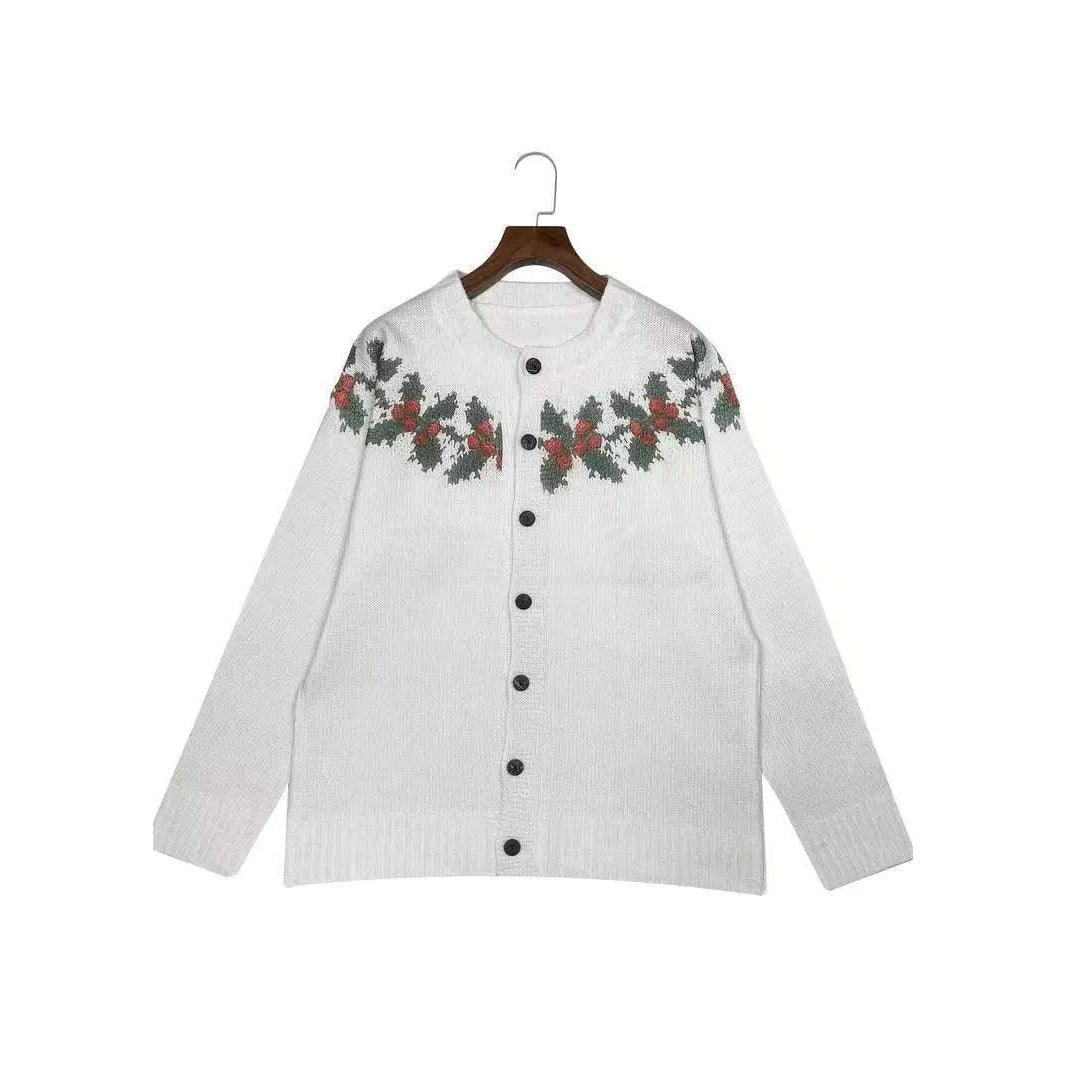 Loose White Jingling Bell Printed Sweater