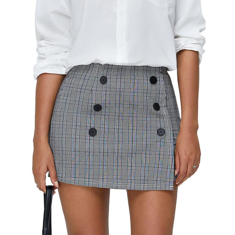 Womens Plaid Bodycon Mini Sheath Skirt