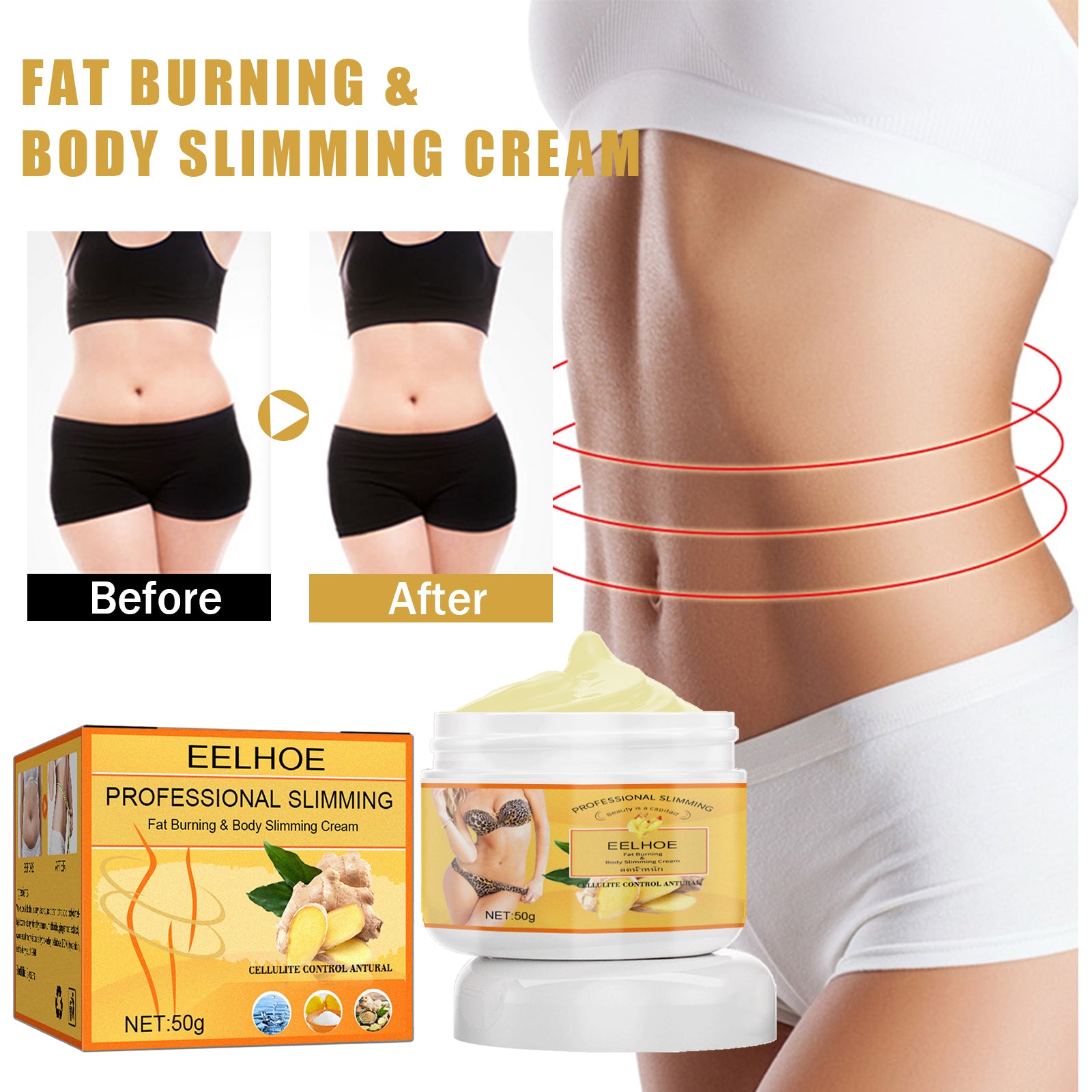Ginger Slimming Cream, Slimming Fat Burning Body Weight Loss Cream
