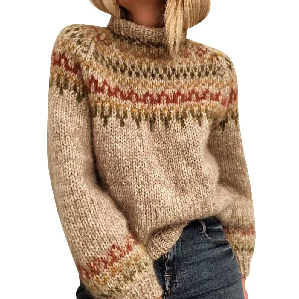 Turtleneck Loose Multicolor Fashion Pullover Sweater