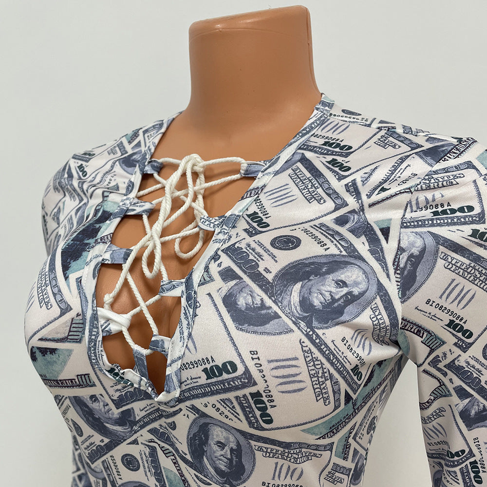 Women's Long Sleeve Printed Base Bodysuit