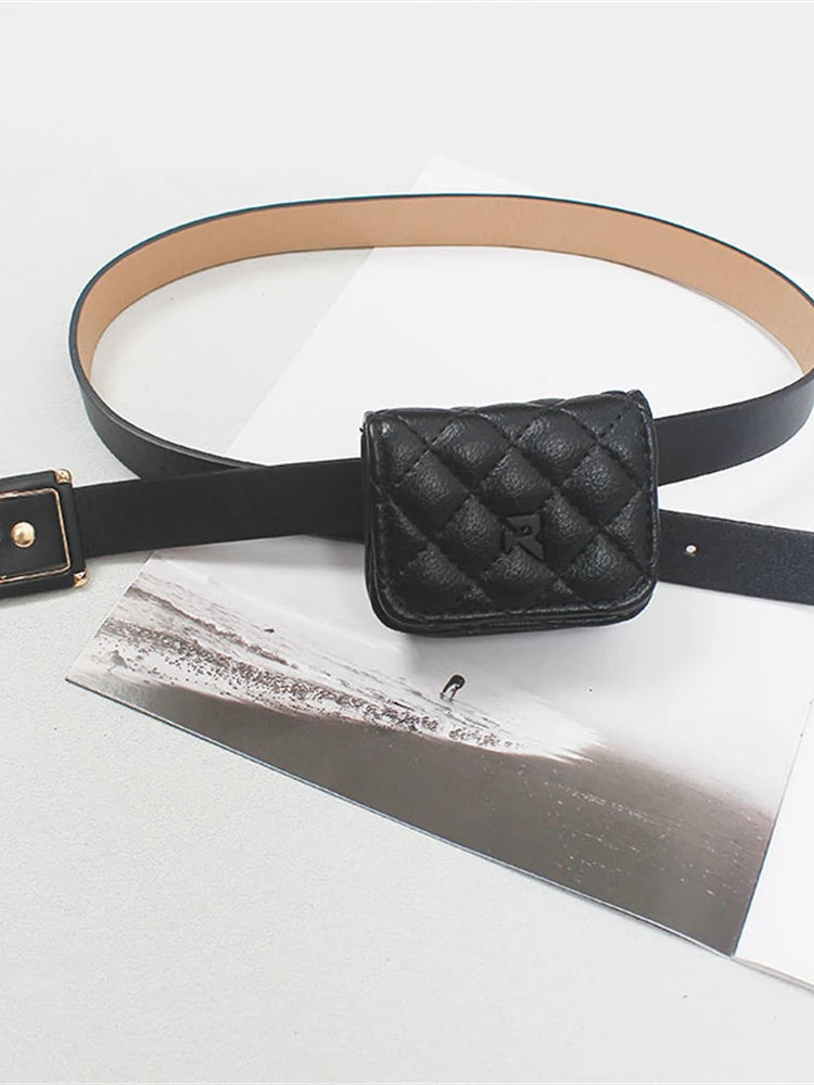 Mini Chain Belts Versatile Single Shoulder Diagonal Black Small Fresh Goddess Fan Casual Belts