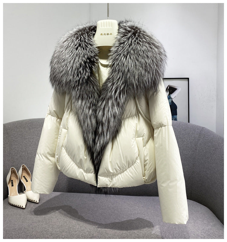 New White Duck Down Short Down Jacket