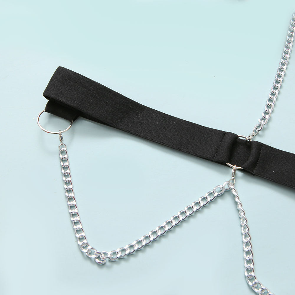 Metal Chain Collar Nightclub Uniform Bodysuit