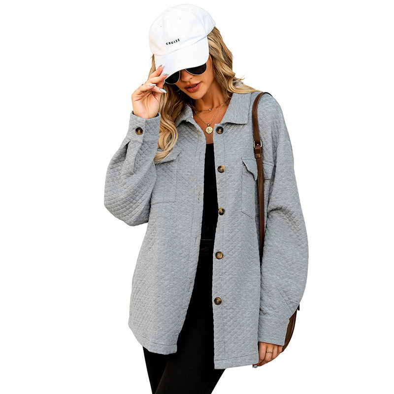 Retro Loose Slim Fit Plaid Long-sleeved Coat For Women