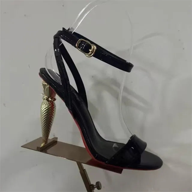 Sandalias de tacón con pintalabios para mujer, zapatos de tacón alto de 10CM de diseñador, zapatos de San Valentín con correa en el tobillo, Sandalias de gladiador, zapatos de vestir de lujo para mujer