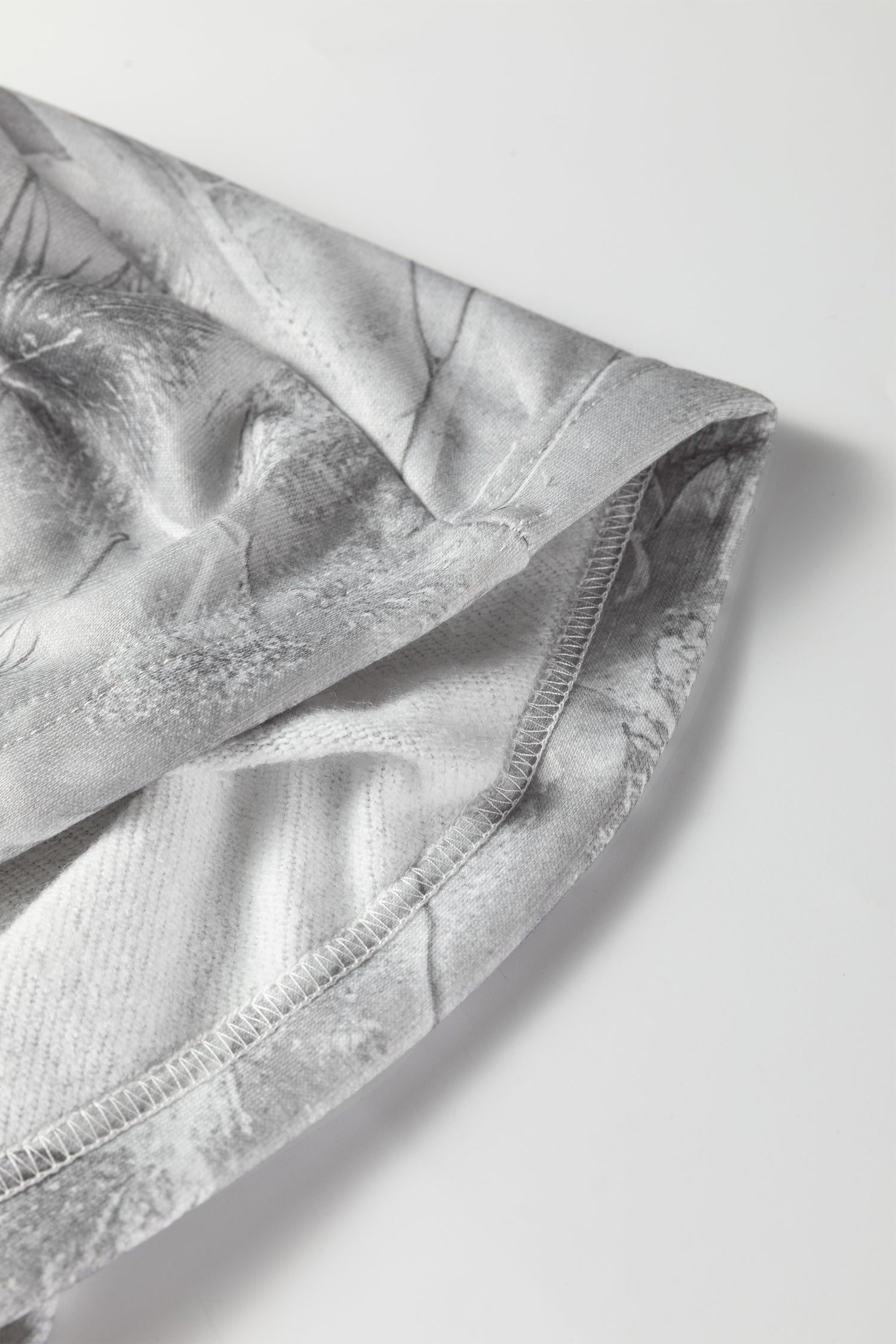 Gray Plus Size Camouflage Woodland Print Oversized Sporty Hoodie