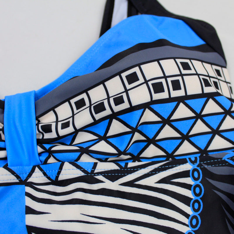 Strap retro printed sexy backless ladies one-piece swimsuit