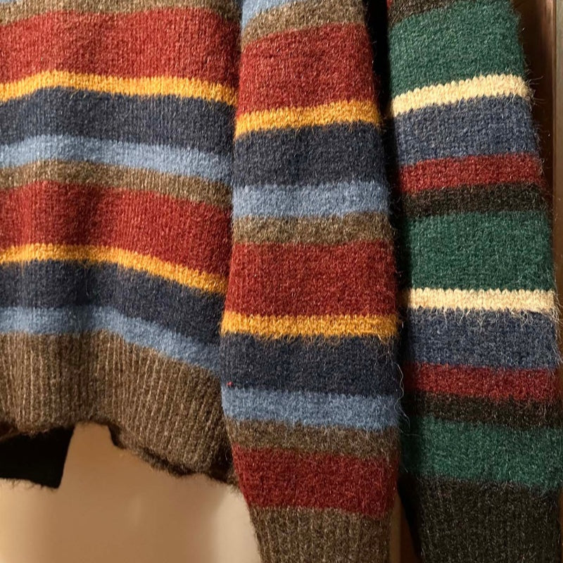 American-style Vintage Premium Striped Crewneck Sweater