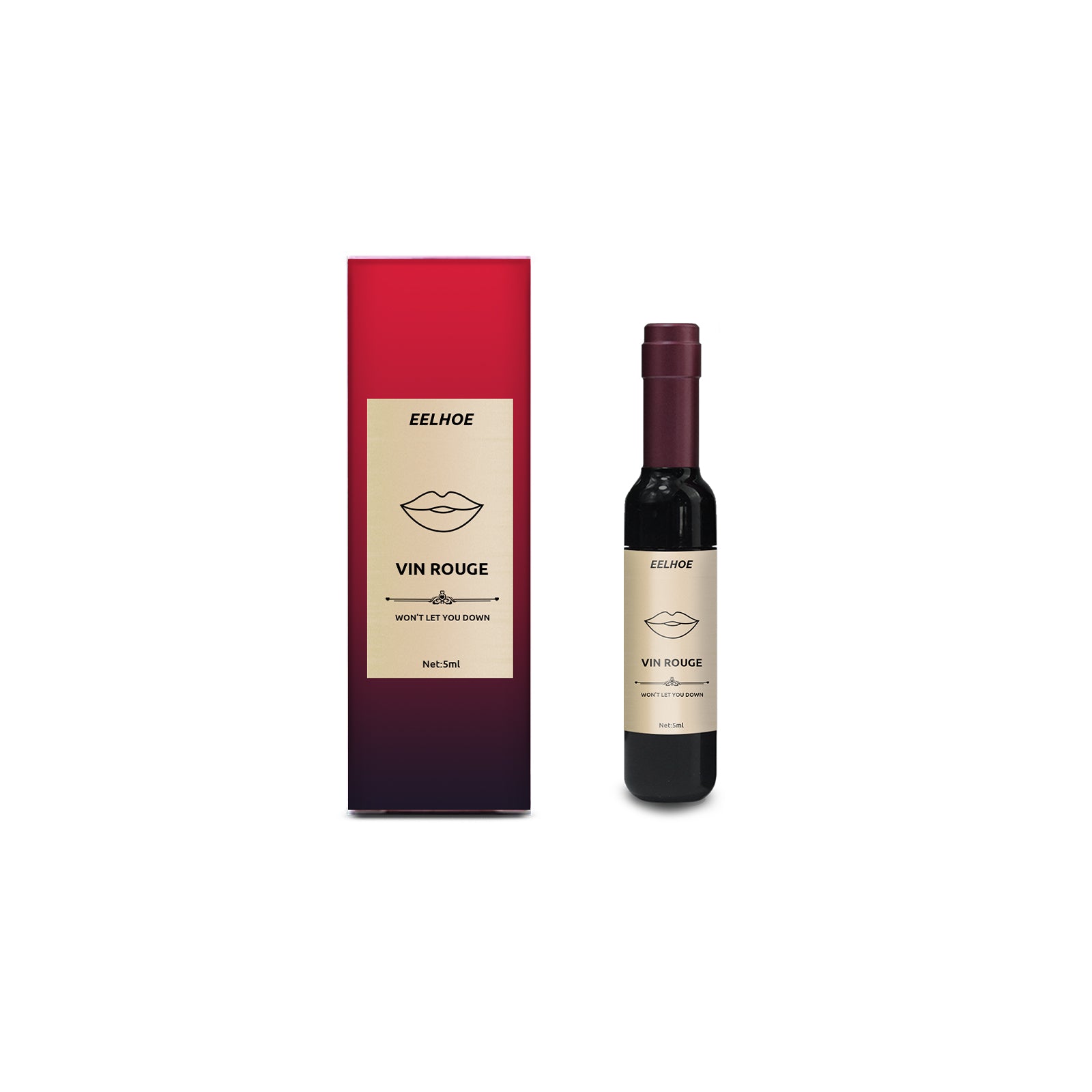 Vin Rouge Lip Tint, Non-Stick Cup Color Development Portable Waterproof Non-Fading Moisturizing Red Wine Bottle Lip Glaze