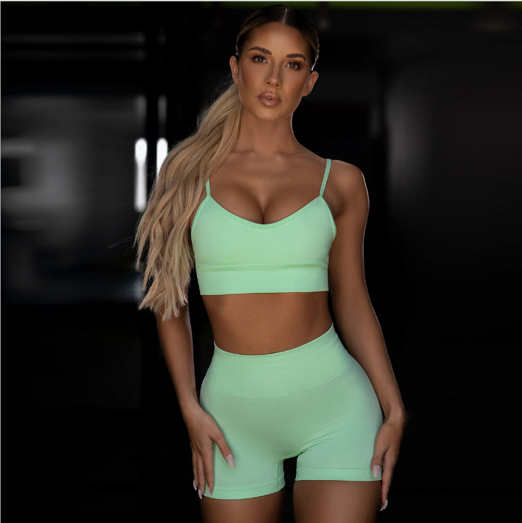 Traje de yoga sexy para mujer, sujetador deportivo con tirantes, traje de fitness