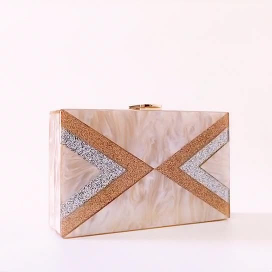 New Wallet Fashion Half Fold Stripe Acrylic Dinner Bag Women Sequin Splice Banquet Bag One Shoulder Crossbody Bag