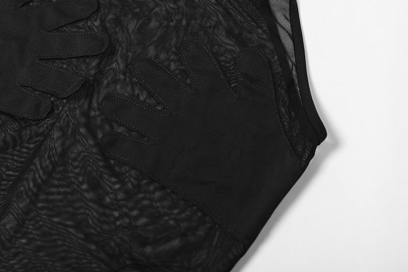 Women's Sheer Mesh Contrast Bodysuit