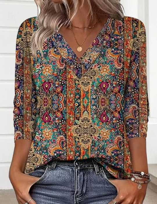 Special V-Neck Long Sleeve Top