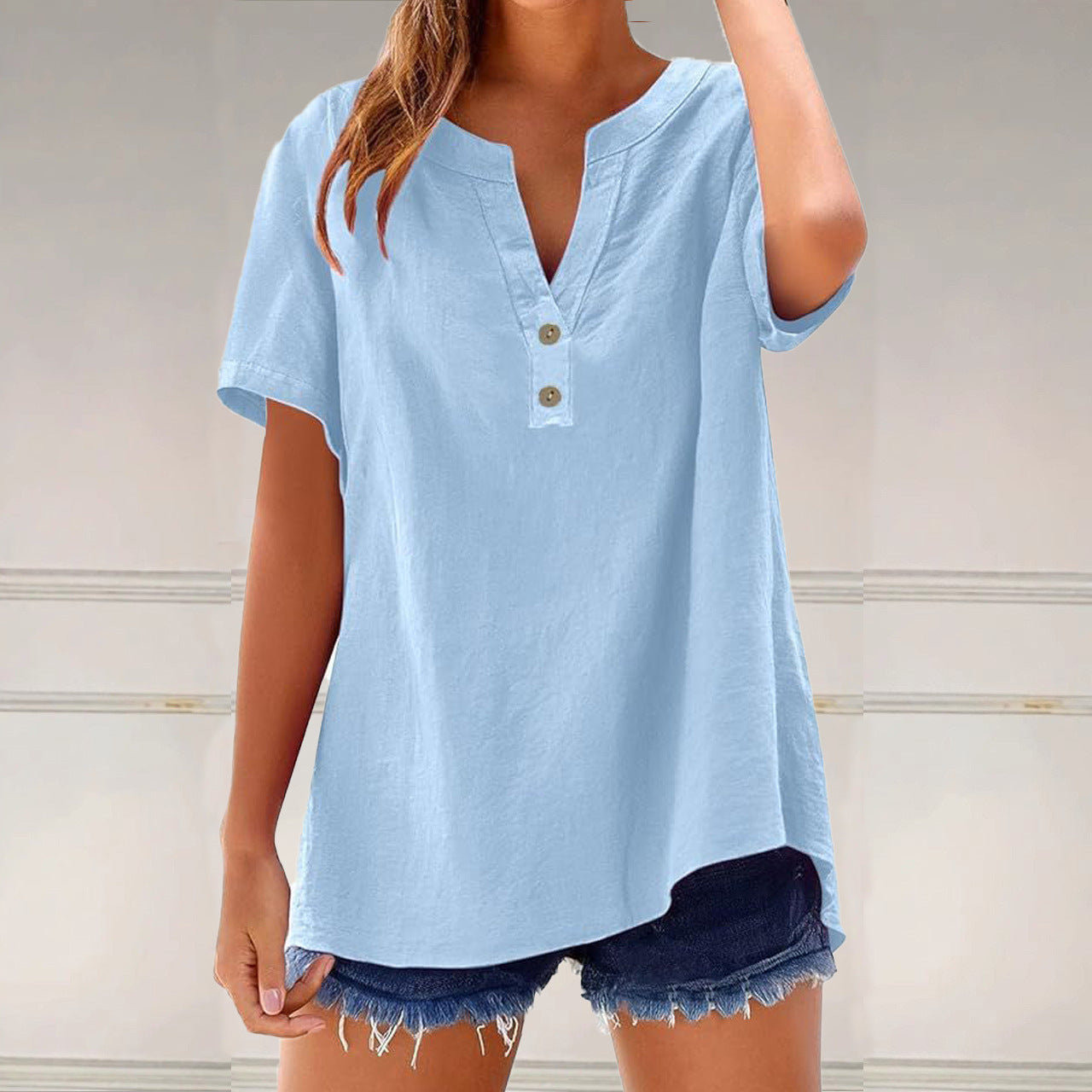 Women's Fashionable Cotton And Linen All-Match Top
