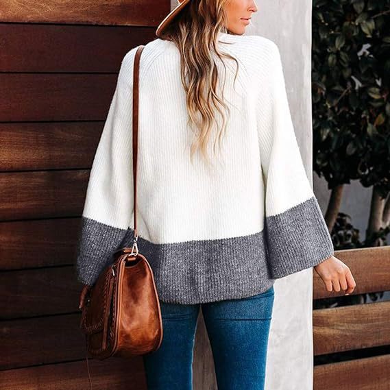 Women's Casual Loose-Fit Patchwork Knitted Sweater
