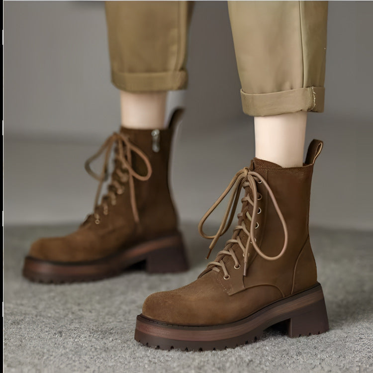 Platform Height-increasing Ankle Boots Versatile Short Boots For Petite Women