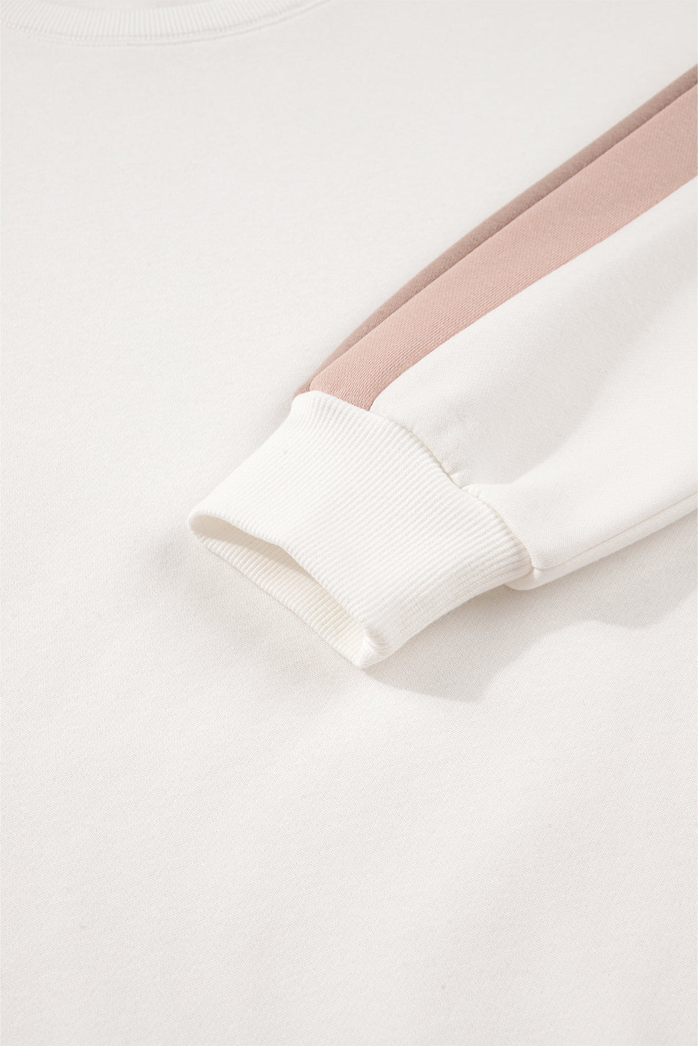 White Color Block Patchwork Drop Shoulder Pullover Casual Shorts 2pcs Outfit