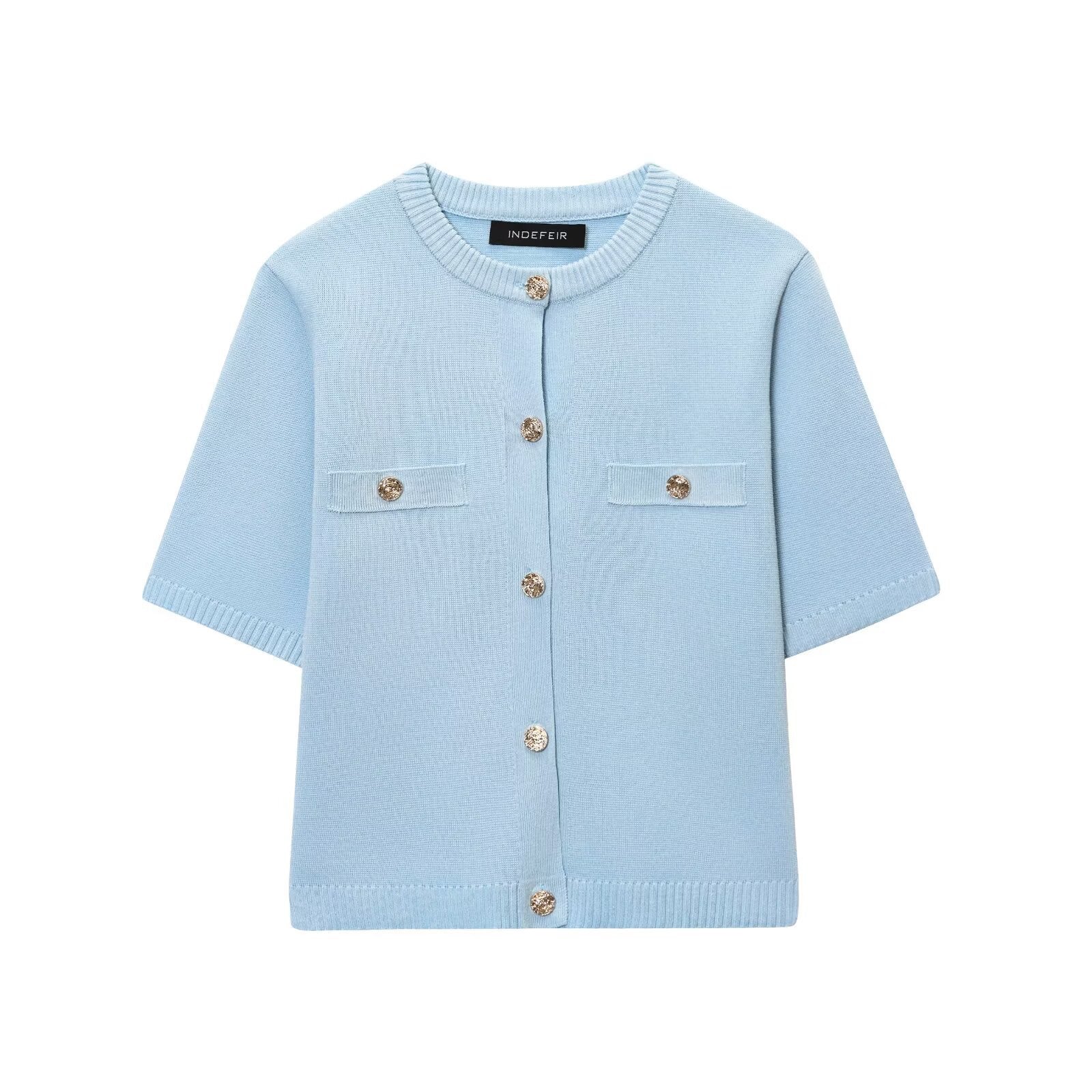 Polyester Women's Spring And Autumn Round Neck Knitted Cardigan Top