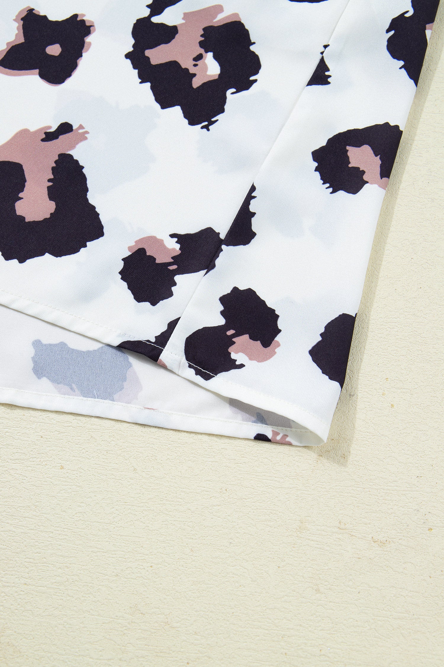 Khaki Leopard Print Contrast V Neck Plus Size Shift Mini Dress