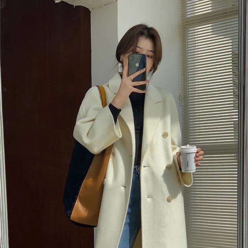 Gentle Scarf Collar Woolen Coat For Women