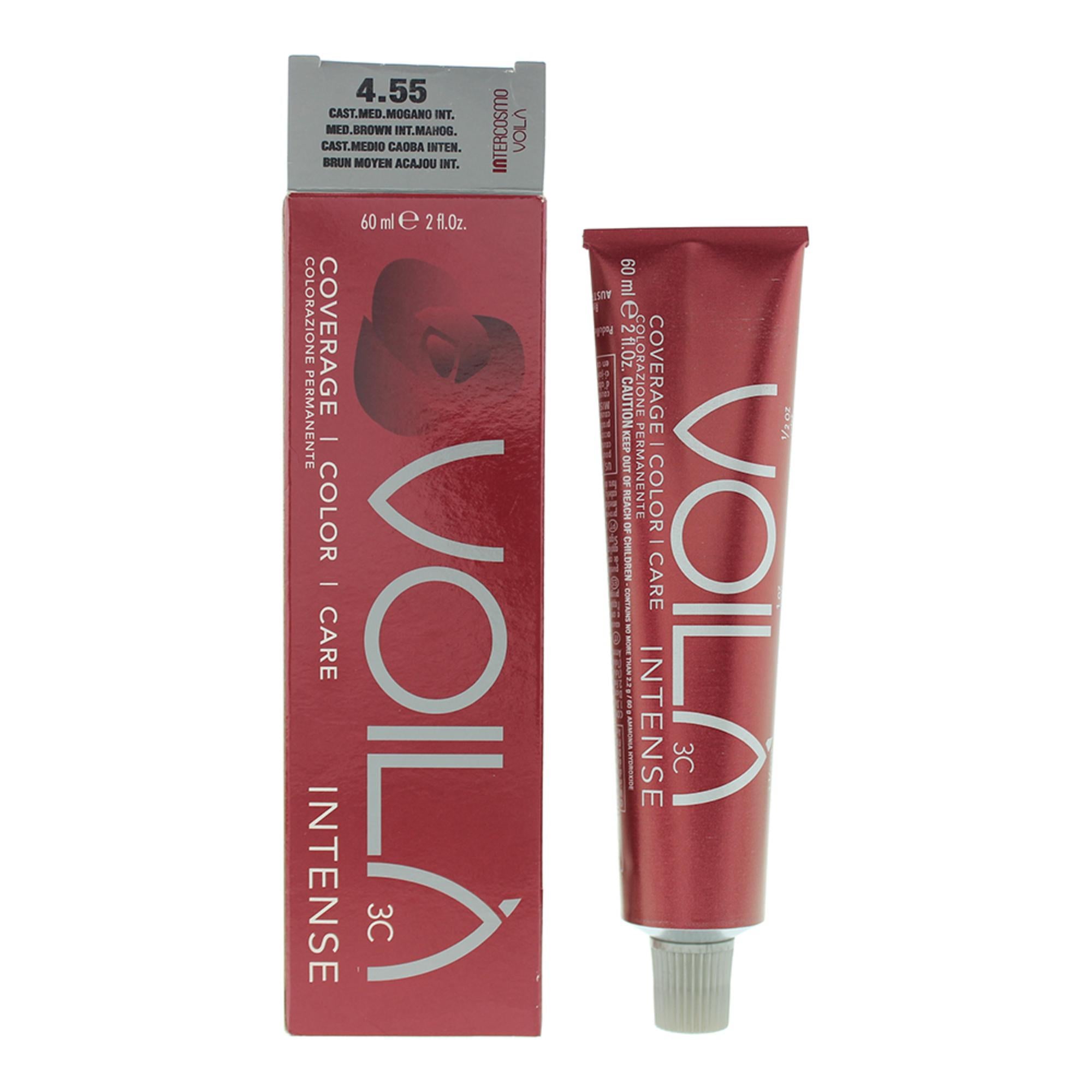 Intercosmo, Voilà 3C Intense, Permanent Hair Dye, 4.55 Medium Brown Intense Mahogany, 60 ml