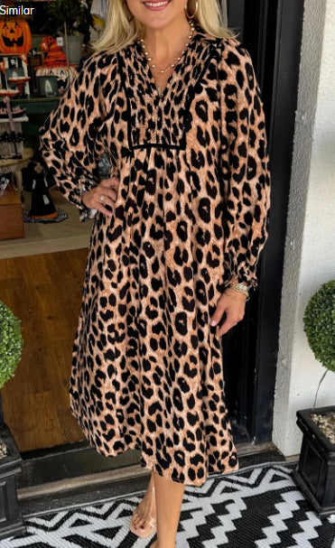 Pullover V-neck Long Sleeve Dress