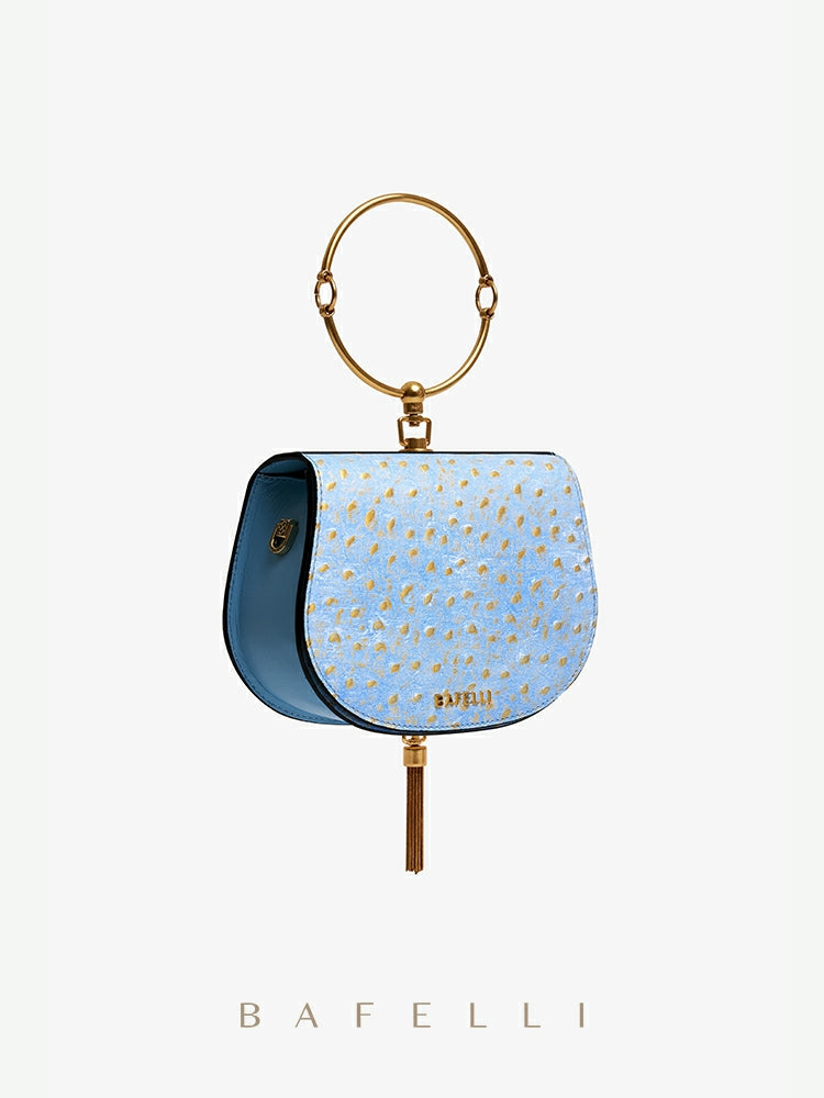 Borsa da donna nuova borsa ad anello design originale borsa a tracolla in oro 18 carati piccola borsa da sella di lusso leggera di nicchia