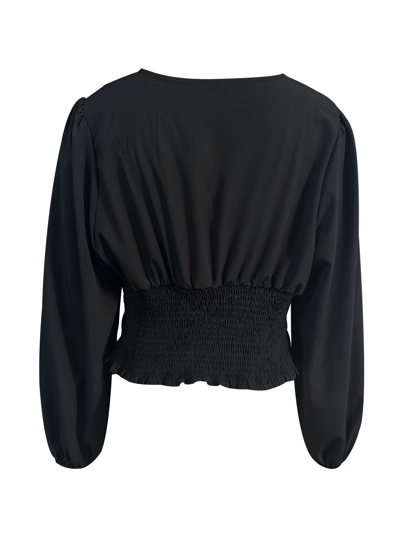 Spring New Arrival Solid-Color Sexy V-Neck Waist-Cinching Top