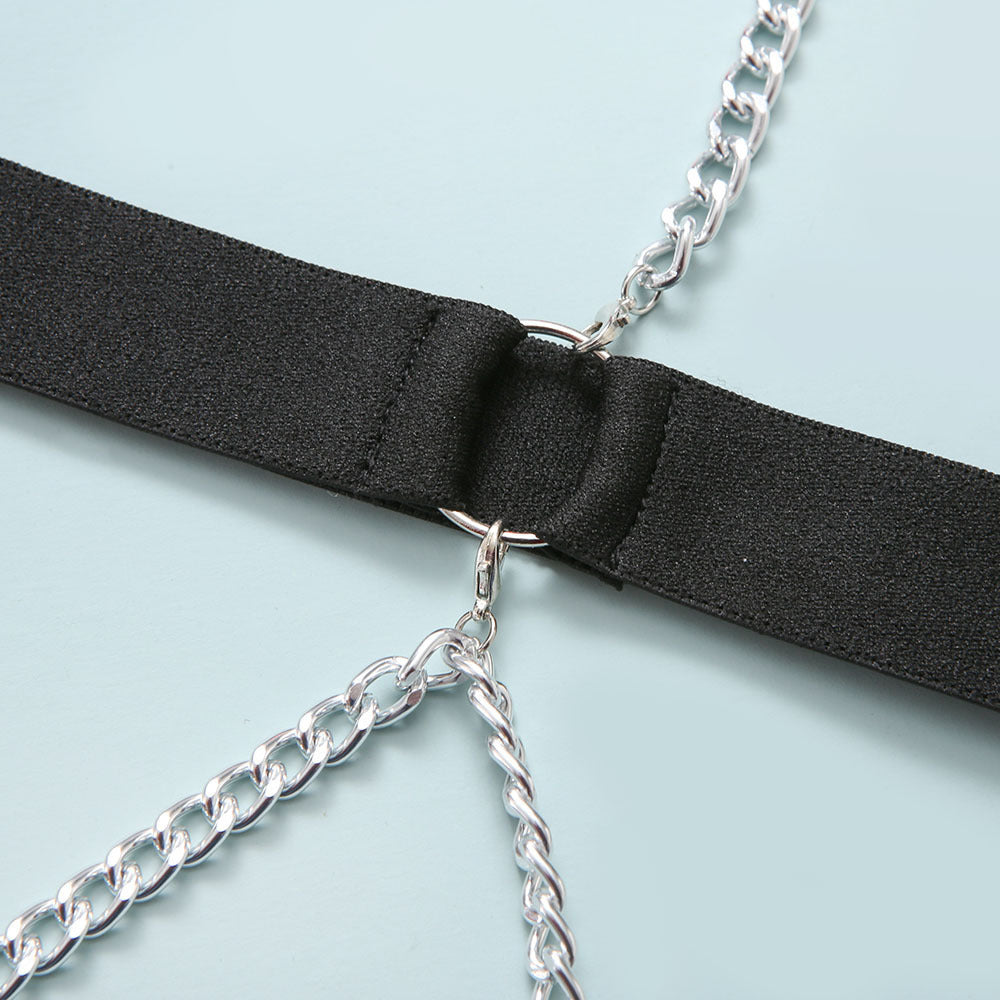 Metal Chain Collar Nightclub Uniform Bodysuit