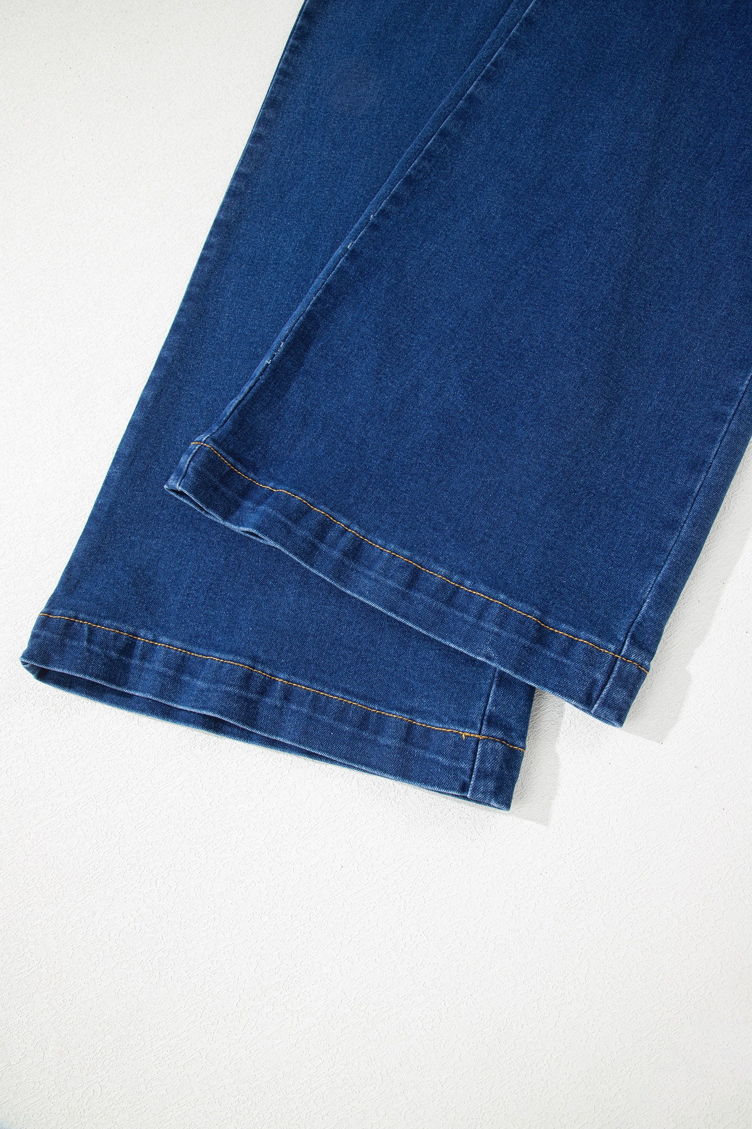 Sail Blue Hardware Decor Patched Pockets Wide Leg Denim Pants