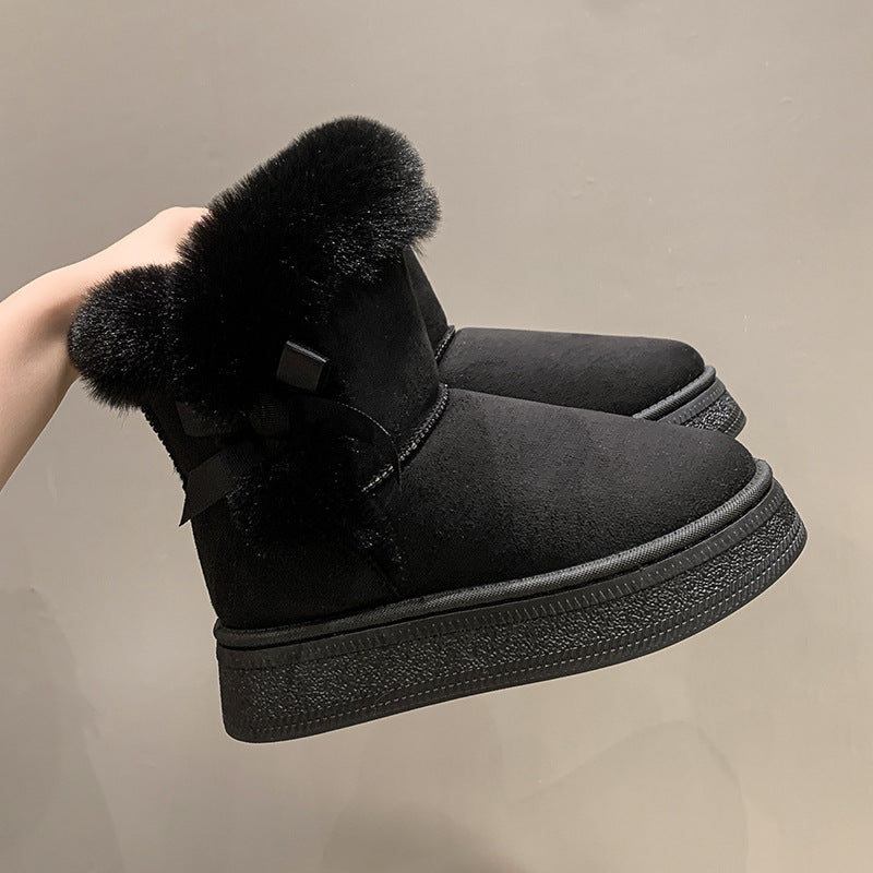 Women's Mid-Calf Fleece-Lined Thickened Thermal Cotton Boots