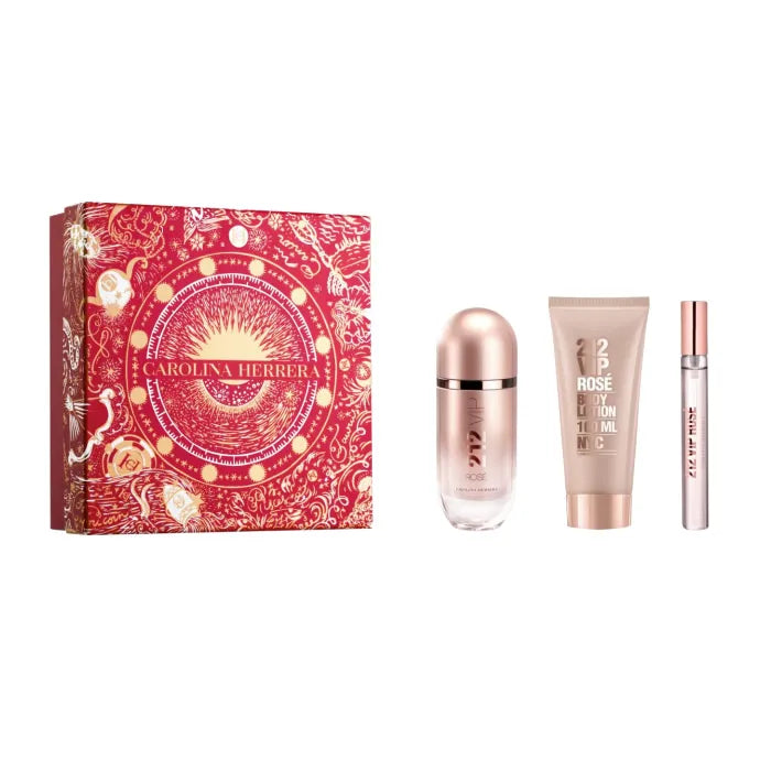 Carolina Herrera 212 Vip Rose Eau De Perfume Spray 80Ml Set 3 Pieces Christmas 2023