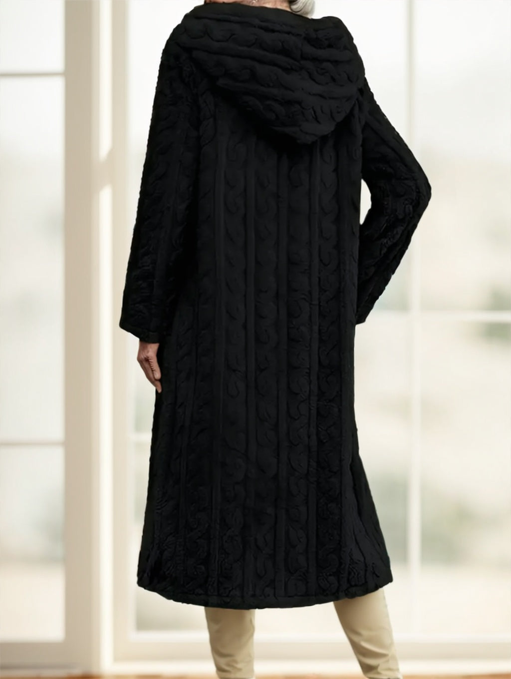 Elegant Black Long Coat For Women